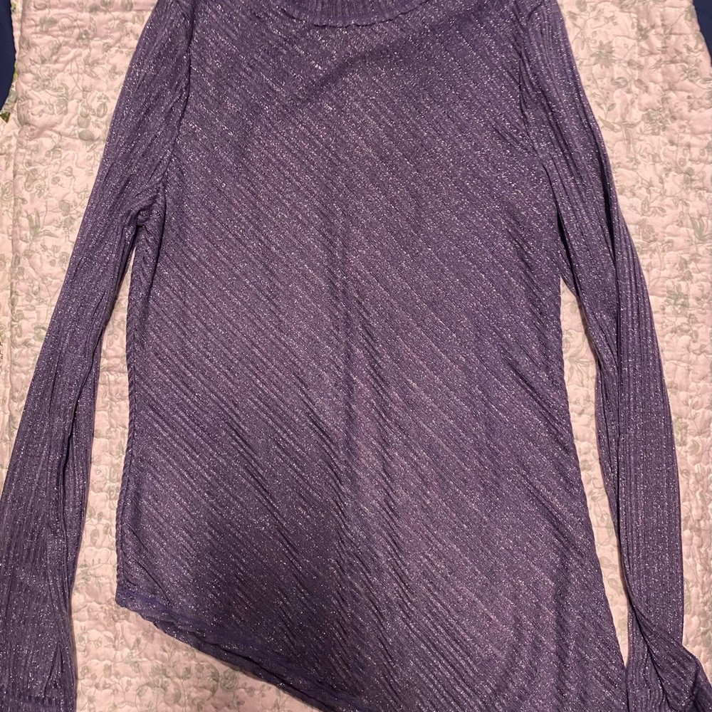 Free People Shimmering Purple Long Sleeve Blouse